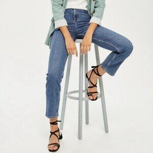 Topshop Medium Wash Blue Straight Leg Jeans